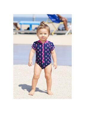 Sol Swim One Piece Zipper Front Ice Cycle Print Swimsuit Size 12 Months